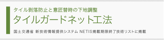 タイル剥落防止と意匠替時の下地調整 タイルガードネット工法