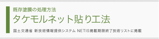 既存塗膜の処理方法 タケモルネット貼り工法